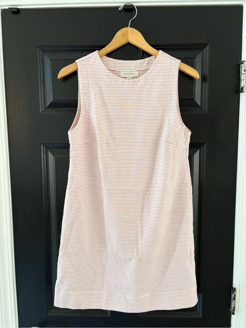 Banana Republic Red and White Striped Sleeveless Shift Dress